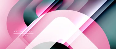 Çizgiler ve modern formlarla vektör geometrik arkaplan. Soyut yuvarlak şekiller, gölge ve ışık efektleri ile akışkan eğimli