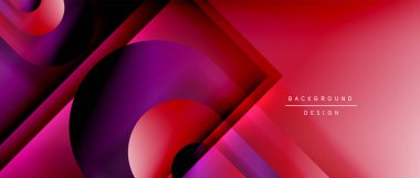 Çizgiler ve modern formlarla vektör geometrik arkaplan. Soyut yuvarlak şekiller, gölge ve ışık efektleri ile akışkan eğimli