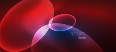 Neon elipsler soyut arkaplanlardır. Karanlıkta parlayan parlak yuvarlak şekiller. Kapaklar, afişler, el ilanları ve posterler ve diğer şeyler için vektör fütüristik çizimler