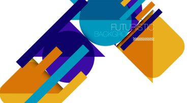 Üçgenleri ve daireleri olan temiz, minimal geometrik soyut bir arka plan. Kapaklar, afişler, el ilanları ve posterler ve diğer tasarımlar için vektör illüstrasyonu