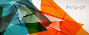 Geometrik soyut arkaplan. Renkli üçgen şekiller. Kapaklar, afişler, el ilanları ve posterler ve diğer tasarımlar için vektör illüstrasyonu