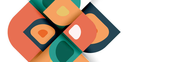 Set of vector modern geometric abstract backgrounds with repeating abstract round shapes patterns and shadow effects