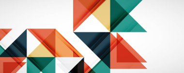 Geometrik soyut arkaplan. Tekno renk üçgen şekilleri. Kapaklar, afişler, el ilanları ve posterler ve diğer tasarımlar için vektör illüstrasyonu