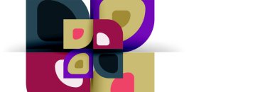 Soyut yuvarlak şekiller ve gölge efektleri tekrarlanan vektör modern geometrik arkaplan kümesi