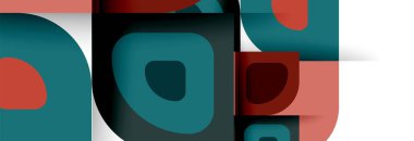 Soyut yuvarlak şekiller ve gölge efektleri tekrarlanan vektör modern geometrik arkaplan kümesi