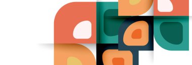 Soyut yuvarlak şekiller ve gölge efektleri tekrarlanan vektör modern geometrik arkaplan kümesi