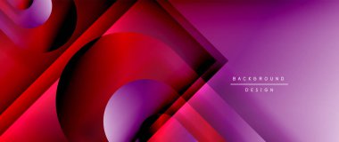 Çizgiler ve modern formlarla vektör geometrik arkaplan. Soyut yuvarlak şekiller, gölge ve ışık efektleri ile akışkan eğimli