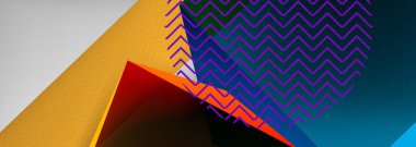 Düşük polyester 3 boyutlu geometrik şekiller, minimum soyut arkaplan. Kapaklar, afişler, el ilanları ve posterler için vektör illüstrasyonları