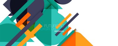 Üçgenleri ve daireleri olan temiz, minimal geometrik soyut bir arka plan. Kapaklar, afişler, el ilanları ve posterler ve diğer tasarımlar için vektör illüstrasyonu