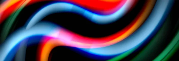 Dynamické abstraktní pozadí pohybu. Barva rozmazané pruhy na černé. Plakát s tekutými linkami. Vektorová ilustrace — Stockový vektor