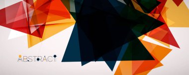 Geometrik soyut arkaplan. Renkli üçgen şekiller. Kapaklar, afişler, el ilanları ve posterler ve diğer tasarımlar için vektör illüstrasyonu
