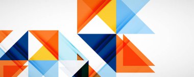 Geometrik soyut arkaplan. Tekno renk üçgen şekilleri. Kapaklar, afişler, el ilanları ve posterler ve diğer tasarımlar için vektör illüstrasyonu