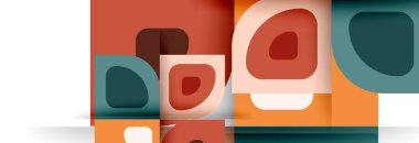 Soyut yuvarlak şekiller ve gölge efektleri tekrarlanan vektör modern geometrik arkaplan kümesi