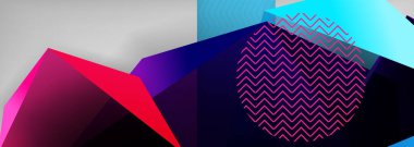 Düşük polyester 3 boyutlu geometrik şekiller, minimum soyut arkaplan. Kapaklar, afişler, el ilanları ve posterler için vektör illüstrasyonları