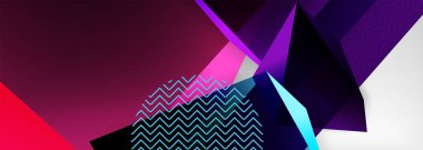 Düşük polyester 3 boyutlu geometrik şekiller, minimum soyut arkaplan. Kapaklar, afişler, el ilanları ve posterler için vektör illüstrasyonları