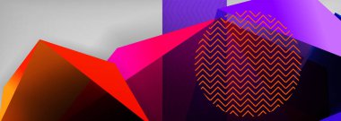 Düşük polyester 3 boyutlu geometrik şekiller, minimum soyut arkaplan. Kapaklar, afişler, el ilanları ve posterler için vektör illüstrasyonları