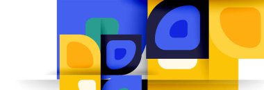 Soyut yuvarlak şekiller ve gölge efektleri tekrarlanan vektör modern geometrik arkaplan kümesi