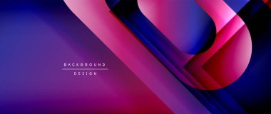 Çizgiler ve modern formlarla vektör geometrik arkaplan. Soyut yuvarlak şekiller, gölge ve ışık efektleri ile akışkan eğimli