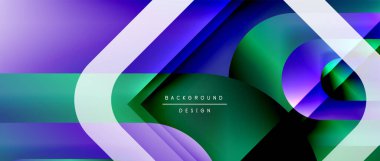 Çizgiler ve modern formlarla vektör geometrik arkaplan. Soyut yuvarlak şekiller, gölge ve ışık efektleri ile akışkan eğimli