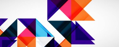 Geometrik soyut arkaplan. Tekno renk üçgen şekilleri. Kapaklar, afişler, el ilanları ve posterler ve diğer tasarımlar için vektör illüstrasyonu