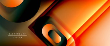 Çizgiler ve modern formlarla vektör geometrik arkaplan. Soyut yuvarlak şekiller, gölge ve ışık efektleri ile akışkan eğimli