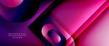 Çizgiler ve modern formlarla vektör geometrik arkaplan. Soyut yuvarlak şekiller, gölge ve ışık efektleri ile akışkan eğimli