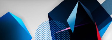 Düşük polyester 3 boyutlu geometrik şekiller, minimum soyut arkaplan. Kapaklar, afişler, el ilanları ve posterler için vektör illüstrasyonları