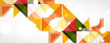 Geometrik soyut arkaplan. Tekno renk üçgen şekilleri. Kapaklar, afişler, el ilanları ve posterler ve diğer tasarımlar için vektör illüstrasyonu