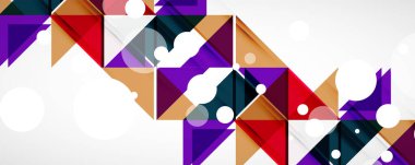 Geometrik soyut arkaplan. Tekno renk üçgen şekilleri. Kapaklar, afişler, el ilanları ve posterler ve diğer tasarımlar için vektör illüstrasyonu