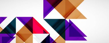 Geometrik soyut arkaplan. Tekno renk üçgen şekilleri. Kapaklar, afişler, el ilanları ve posterler ve diğer tasarımlar için vektör illüstrasyonu