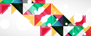 Geometrik soyut arkaplan. Tekno renk üçgen şekilleri. Kapaklar, afişler, el ilanları ve posterler ve diğer tasarımlar için vektör illüstrasyonu