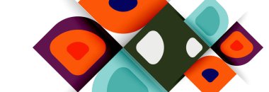 Soyut yuvarlak şekiller ve gölge efektleri tekrarlanan vektör modern geometrik arkaplan kümesi