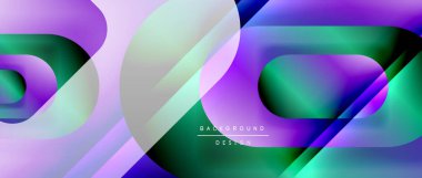 Çizgiler ve modern formlarla vektör geometrik arkaplan. Soyut yuvarlak şekiller, gölge ve ışık efektleri ile akışkan eğimli