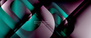 Çizgiler ve modern formlarla vektör geometrik arkaplan. Soyut yuvarlak şekiller, gölge ve ışık efektleri ile akışkan eğimli