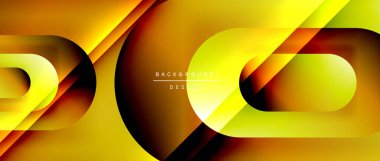 Çizgiler ve modern formlarla vektör geometrik arkaplan. Soyut yuvarlak şekiller, gölge ve ışık efektleri ile akışkan eğimli