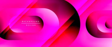 Çizgiler ve modern formlarla vektör geometrik arkaplan. Soyut yuvarlak şekiller, gölge ve ışık efektleri ile akışkan eğimli