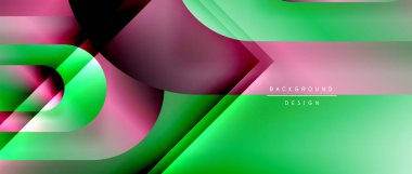 Çizgiler ve modern formlarla vektör geometrik arkaplan. Soyut yuvarlak şekiller, gölge ve ışık efektleri ile akışkan eğimli