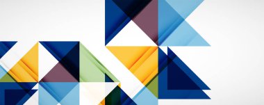 Geometrik soyut arkaplan. Tekno renk üçgen şekilleri. Kapaklar, afişler, el ilanları ve posterler ve diğer tasarımlar için vektör illüstrasyonu