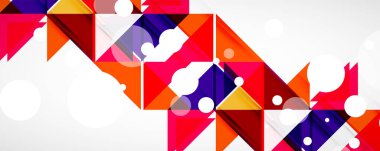 Geometrik soyut arkaplan. Tekno renk üçgen şekilleri. Kapaklar, afişler, el ilanları ve posterler ve diğer tasarımlar için vektör illüstrasyonu