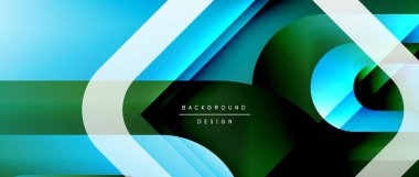 Çizgiler ve modern formlarla vektör geometrik arkaplan. Soyut yuvarlak şekiller, gölge ve ışık efektleri ile akışkan eğimli