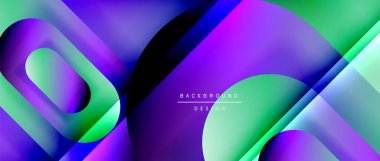 Çizgiler ve modern formlarla vektör geometrik arkaplan. Soyut yuvarlak şekiller, gölge ve ışık efektleri ile akışkan eğimli