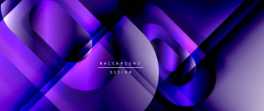 Çizgiler ve modern formlarla vektör geometrik arkaplan. Soyut yuvarlak şekiller, gölge ve ışık efektleri ile akışkan eğimli