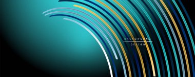 Soyut renkli çizgiler vektör arkaplanı. İnternet, büyük veri ve teknoloji bağlantıları kavramı, soyut şablon