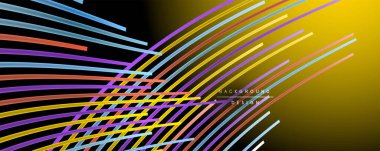 Soyut renkli çizgiler vektör arkaplanı. İnternet, büyük veri ve teknoloji bağlantıları kavramı, soyut şablon