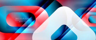 Çizgiler ve modern formlarla vektör geometrik arkaplan. Soyut yuvarlak şekiller, gölge ve ışık efektleri ile akışkan eğimli