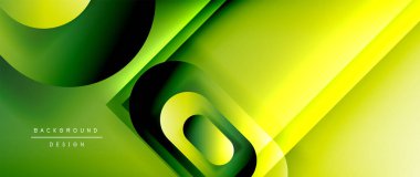 Çizgiler ve modern formlarla vektör geometrik arkaplan. Soyut yuvarlak şekiller, gölge ve ışık efektleri ile akışkan eğimli