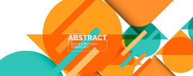 Basit daireler ve soyut arka plan üçgenleri. Kapaklar, afişler, el ilanları ve posterler ve diğer tasarımlar için vektör illüstrasyonu