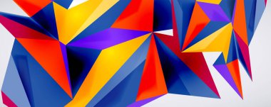 Vektör üçgen geometrik arkaplan. Işık arka planında düşük polimerli 3D şekil. Kapaklar, afişler, el ilanları ve posterler ve diğer tasarımlar için vektör illüstrasyonu