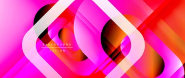 Çizgiler ve modern formlarla vektör geometrik arkaplan. Soyut yuvarlak şekiller, gölge ve ışık efektleri ile akışkan eğimli