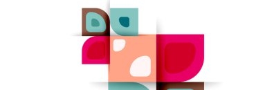 Soyut yuvarlak şekiller ve gölge efektleri tekrarlanan vektör modern geometrik arkaplan kümesi